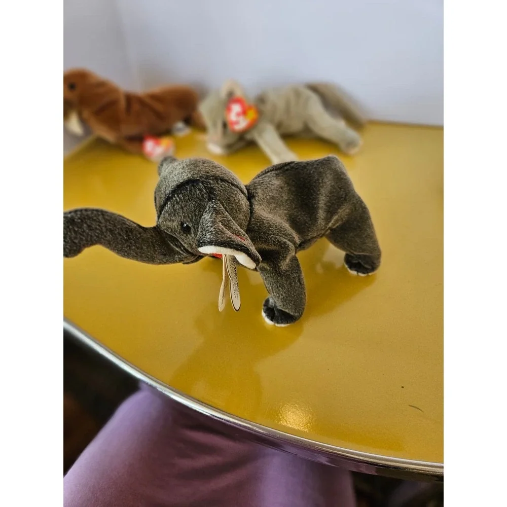 Lot Of 4 Vintage Beanie Babies, Scat, Paul The Walrus, India, & Trumpet‎